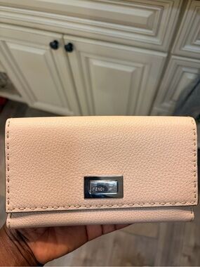 Fendi Pink Leather long Wallet with Silver Hardware